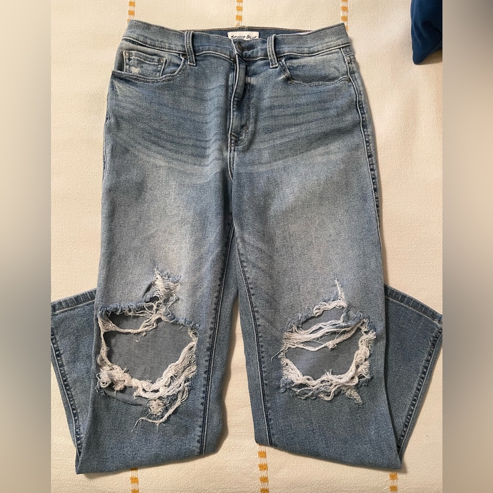 Studio Light Blue Distressed Boyfriend Jeans